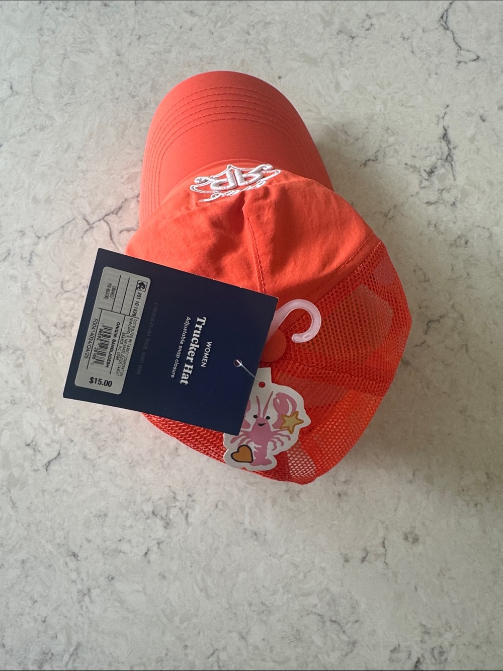 NWT Roller Rabbit Coral/ orange Trucker Hat with Embroidered 'club RR' Logo - Picture 4 of 6
